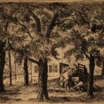 Grant Reynard, Gathering Leaves, etching, n.d.