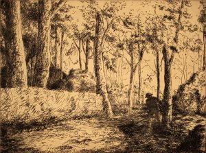 Grant Reynard, Fall Leaves, etching, n.d.