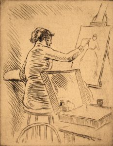 Grant Reynard, Untitled (art student), etching, n.d.
