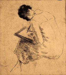 Grant Reynard, Girl Drawing, etching (1st proof of Cornell), n.d.