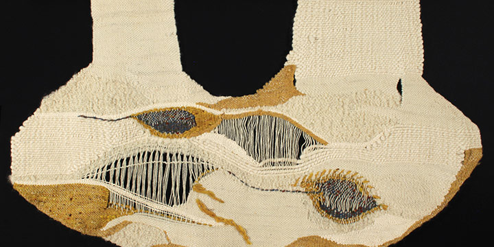 Mary Sue Gaer, Untitled (weaving), wood, wool, c. 1970s - 1980s, 20 × 33½"