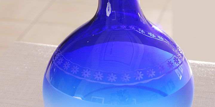 Nadine Saylor, Cobalt Embroidery Vase, Handblown & Sandblasted Glass, 2020