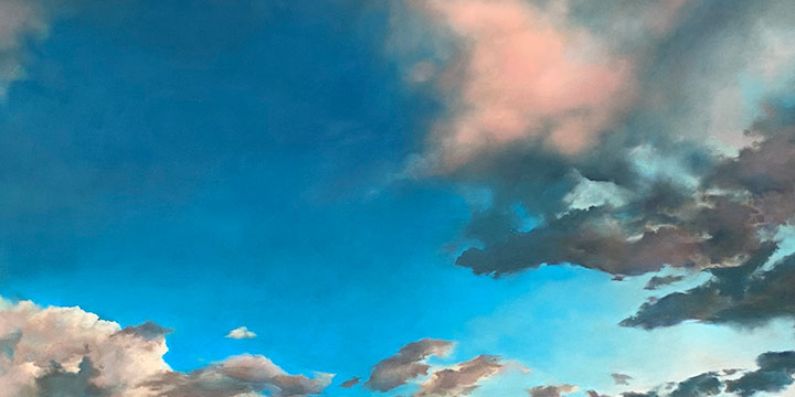 Jennifer Homan, Arriving Skies, pastel on panel, 2022, 42 × 42"