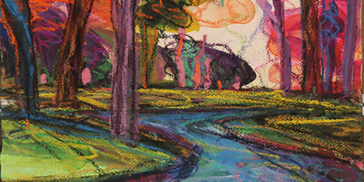 Susan P. Puelz, Fairwaters I, watercolor pastel, 2015