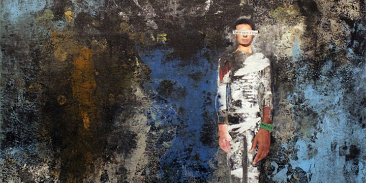 Shawnequa Linder, Cosmic Dream, mixed media collage on canvas, 2022, 25 × 19"
