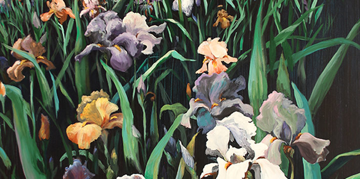 Virginia Wattles, Iris oil, n.d., 44 x 50"