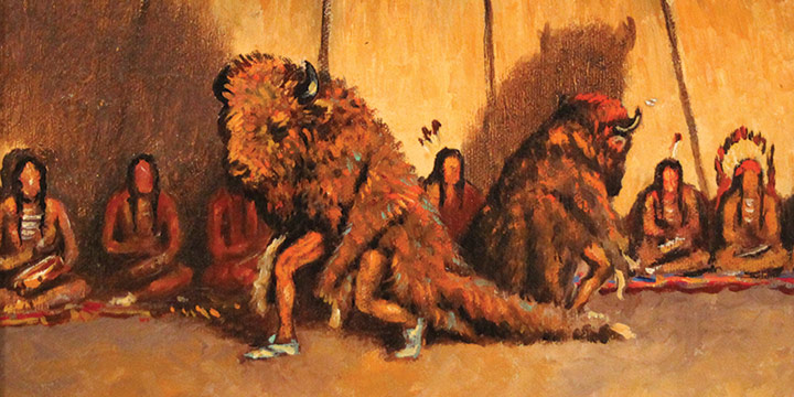 Clarence Ellsworth, Indian Buffalo Dance, oil on canvas, n.d.