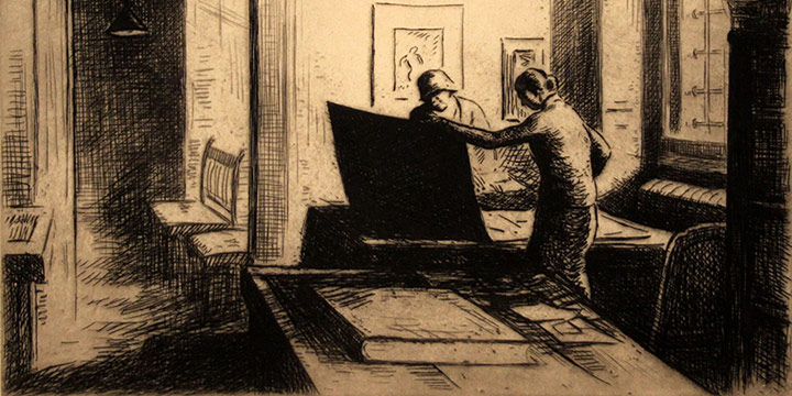 Grant Reynard, Metropolitan Print Room, etching, n.d.