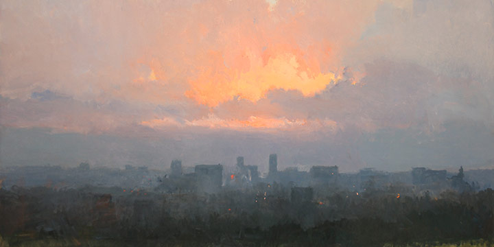 Hal Holoun, Morning Skyline, oil on canvas, c. 1996