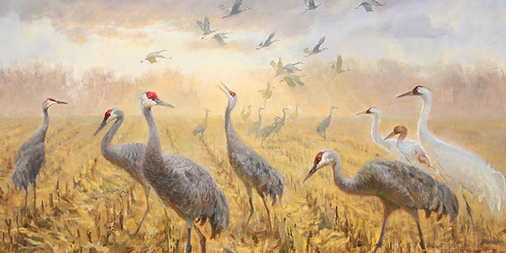 Andrew Peters, The Migration Reunion of Ancient Kin, oil on canvas, 2022